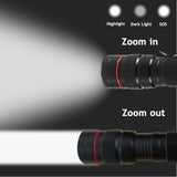 2-Pack USB Rechargeable Mini LED Torches – Adjustable Focus, 3 Lighting Modes, Aluminium, Black