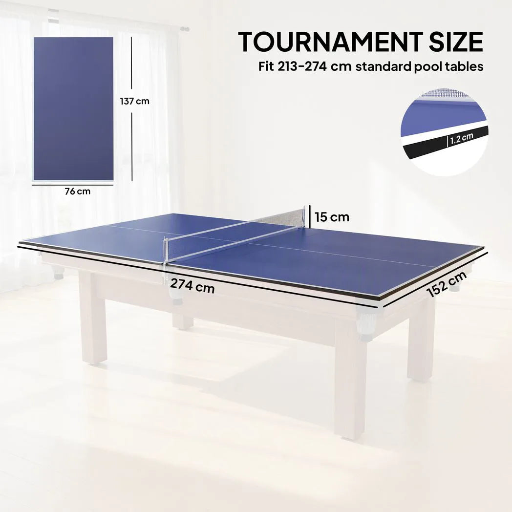 SPORTNOW 9ft Folding Table Tennis Top with Net & Foam Padding – Ping Pong Conversion Top, Blue