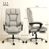 HOMCOM Pet-Friendly Faux Leather Executive Office Chair with Footrest and Double-Layer Padding, Khaki
