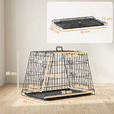 PawHut 30" Collapsible Car Dog Crate with Slanted Design, Tray & Handle, 76 x 48 x 53 cm – Small Dog Travel Cage