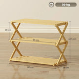 HOMCOM 3-Tier Folding Bamboo Shoe Rack – Holds 9 Pairs, No Assembly, Natural