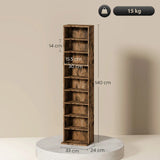 HOMCOM Narrow CD Storage Tower for 260 CDs or 120 DVDs with Adjustable Shelves – Rustic Brown