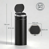 HOMCOM 50L Automatic Motion Sensor Rubbish Bin – Fingerprint-Resistant Stainless Steel Kitchen Bin, Black