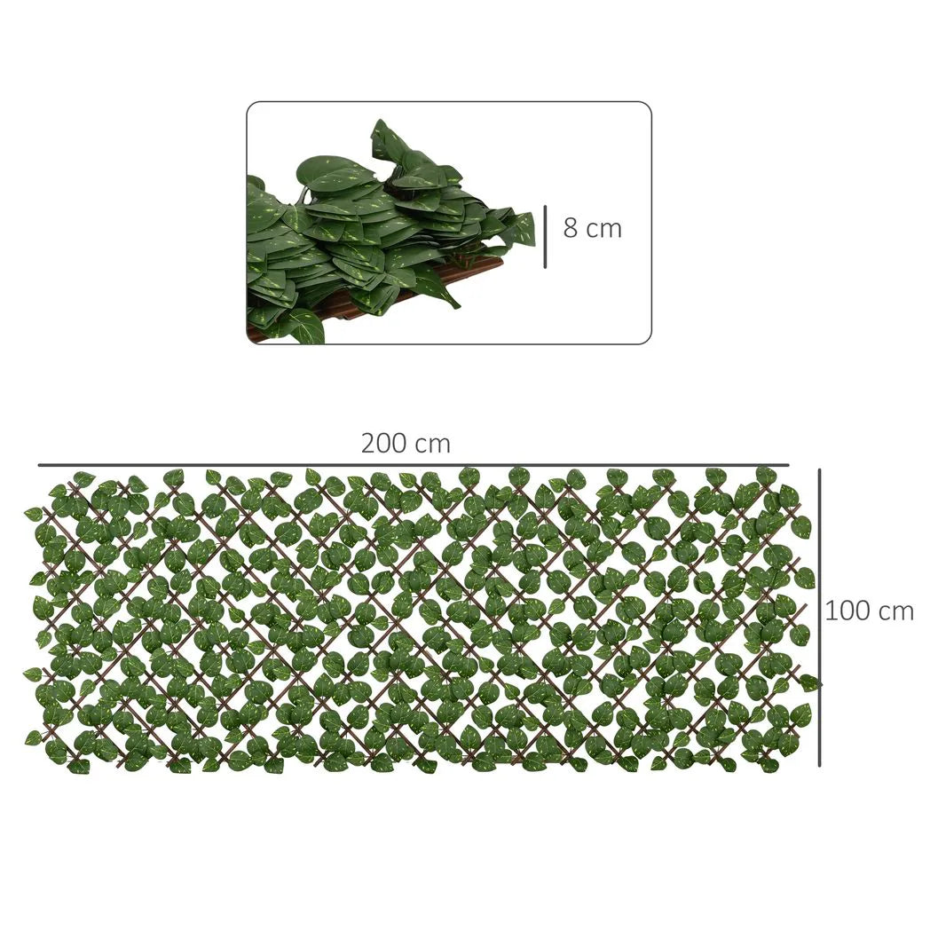 Outsunny Set of 2 Expandable Artificial Hedge Panels, Realistic Leaves – Outdoor Privacy Screen, 2 x 1m