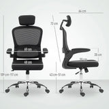 HOMCOM Mesh Back Office Chair with Lumbar Support, Flip-Up Armrests & Rocking – Desk Chair, Black