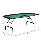 HOMCOM 7-Player Folding Poker Table with Chip Tray, Cup Holders & Padded Rails – Blackjack Card Table, Green