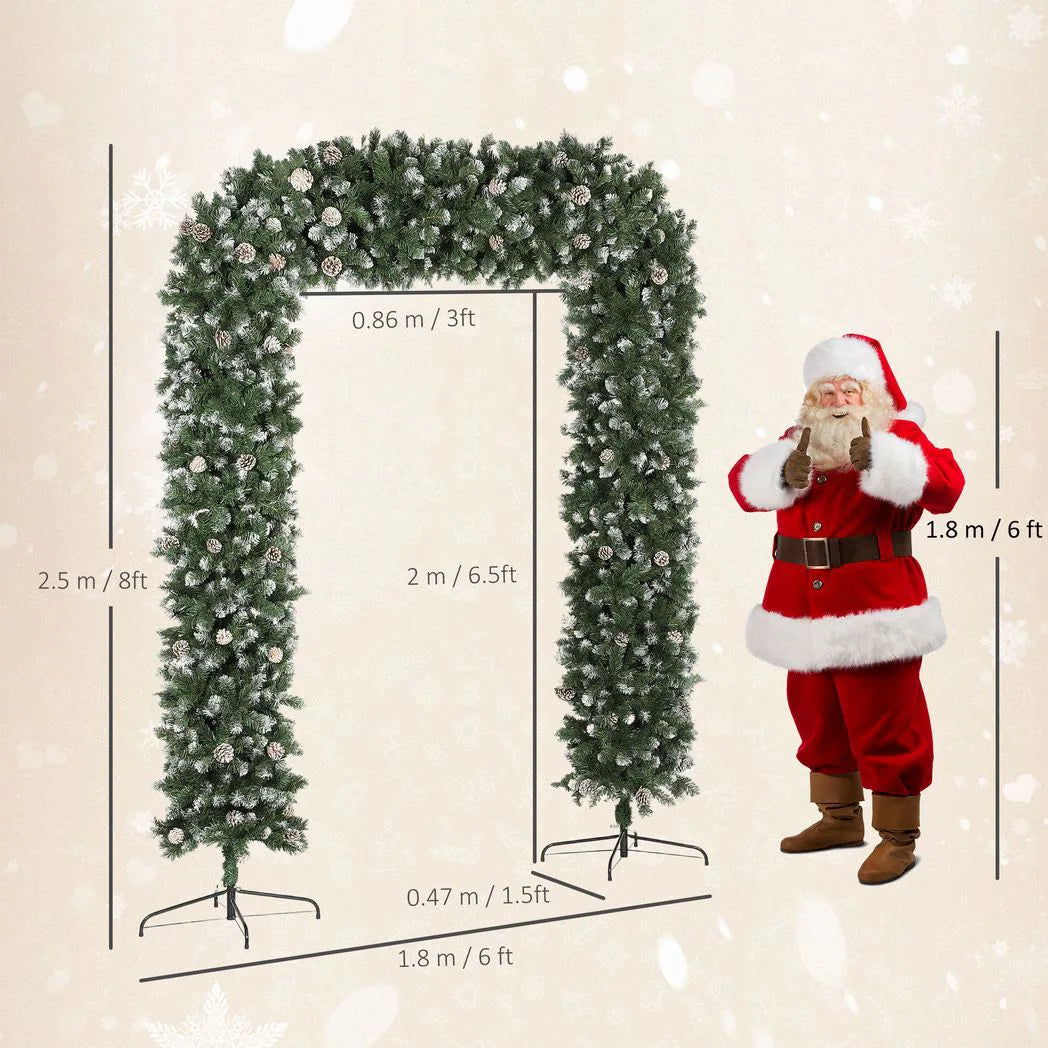 HOMCOM 8.2 ft Snow Frosted Christmas Tree Arch