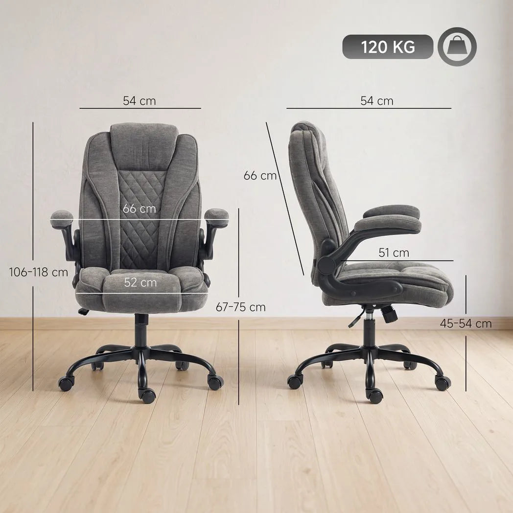 HOMCOM Ergonomic Office Chair with Flip-up Armrests & Pocket Springs – Swivel Rocking Desk Chair, Dark Grey