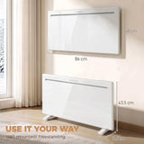 HOMCOM 2000W Smart WiFi Panel Heater with Weekly Timer & Anti-Frost – Wall Mounted or Freestanding, White