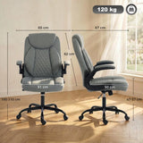 HOMCOM Linen-Look Executive Office Chair with Flip-Up Armrests & Thick Cushion – Computer Desk Chair, Grey