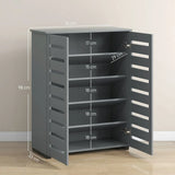 HOMCOM 5-Tier Narrow Shoe Cabinet with Slatted Doors and Adjustable Shelves – Holds 15 Pairs, Dark Grey