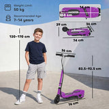 HOMCOM Foldable Electric Kids Scooter with Dual 12V Batteries, Adjustable Handlebar – Ride-On for Ages 7-14, Purple