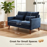 HOMCOM 2 Seater Loveseat Sofa with Pocket Spring Cushions, Wide Deep Seat & Rubberwood Legs – Velvet-Feel, Blue