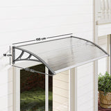 Outsunny Front Door Canopy with Polycarbonate Panels – Outdoor Rain Shelter and Awning, 110 x 60cm, Grey