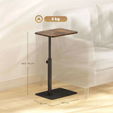 HOMCOM C Shaped Side Table with Adjustable Height 44.5–79 cm – Small End Table with Metal Base, Rustic Brown