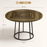 HOMCOM 120cm Round Dining Table with Conical Metal Base – Space-Saving Kitchen Table for 4-6, Rustic Brown