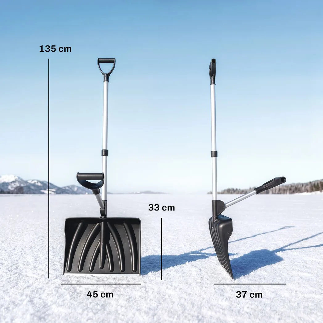 Outsunny Heavy-Duty Snow Shovel with Assist Handle, 45cm Wide Blade & Detachable Aluminium Handle – Snow Pusher
