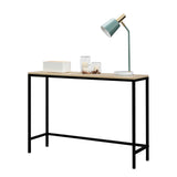 Industrial Style Console Table with Metal Frame – Single-Layer Entryway & Sofa Side Table, Light Walnut