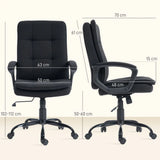 HOMCOM Linen-Look Office Chair with Double-Padded Seat & Back, Height Adjustable Swivel Desk Chair – Black
