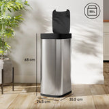 HOMCOM 50L Automatic Sensor Kitchen Bin with Manual Override – Touchless, Battery Operated, Inner-Bucket-Free