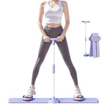 5-in-1 Folding Ski Machine & Hip Leg Exerciser with Counter & Tension Ropes – Home Core Trainer, Purple
