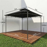 Outsunny 3 x 3 m Garden Gazebo with 2-Tier Roof, Waterproof UPF50 Fabric and Metal Frame – Patio Canopy, Black