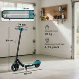 SPORTNOW Electric Scooter for Kids with LED Display, RGB Lights and Handbrake – Kick-to-Start, Green