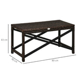 Outsunny Outdoor Rattan Coffee Side Table with X-Shape Steel Frame – Patio and Balcony Table, Mixed Brown