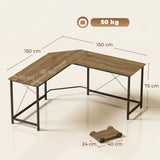 HOMCOM L-Shaped Corner Computer Desk with 3 Worktops, Wood-Effect Top – Home Office Gaming Workstation