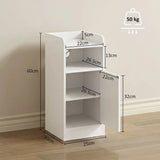 HOMCOM Slim Bedside Table Set of 2 with Charging Station and Adjustable Shelf – Narrow Cabinets, White