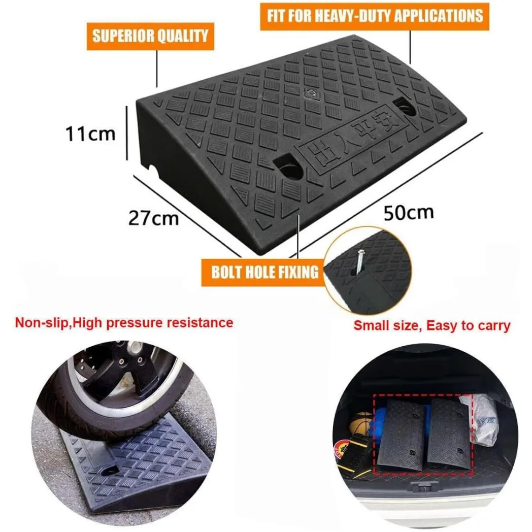 Portable Kerb Ramps, 2 Pack, 50 x 27 x 11 cm Threshold Ramps for Driveways, Cars and Scooters