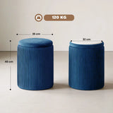 HOMCOM Round Velvet Storage Ottoman with Flip Lid Tabletop, 39.2L – 45 cm Footstool, Blue