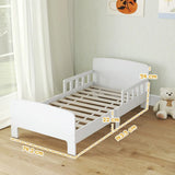 AIYAPLAY Toddler Bed Frame with Safety Side Rails – White Kids Bed for Ages 3-8 Years