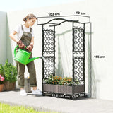 Outsunny Mobile Raised Garden Bed with Arch Trellis – Self-Watering 2 x 24L Planter Boxes on Wheels