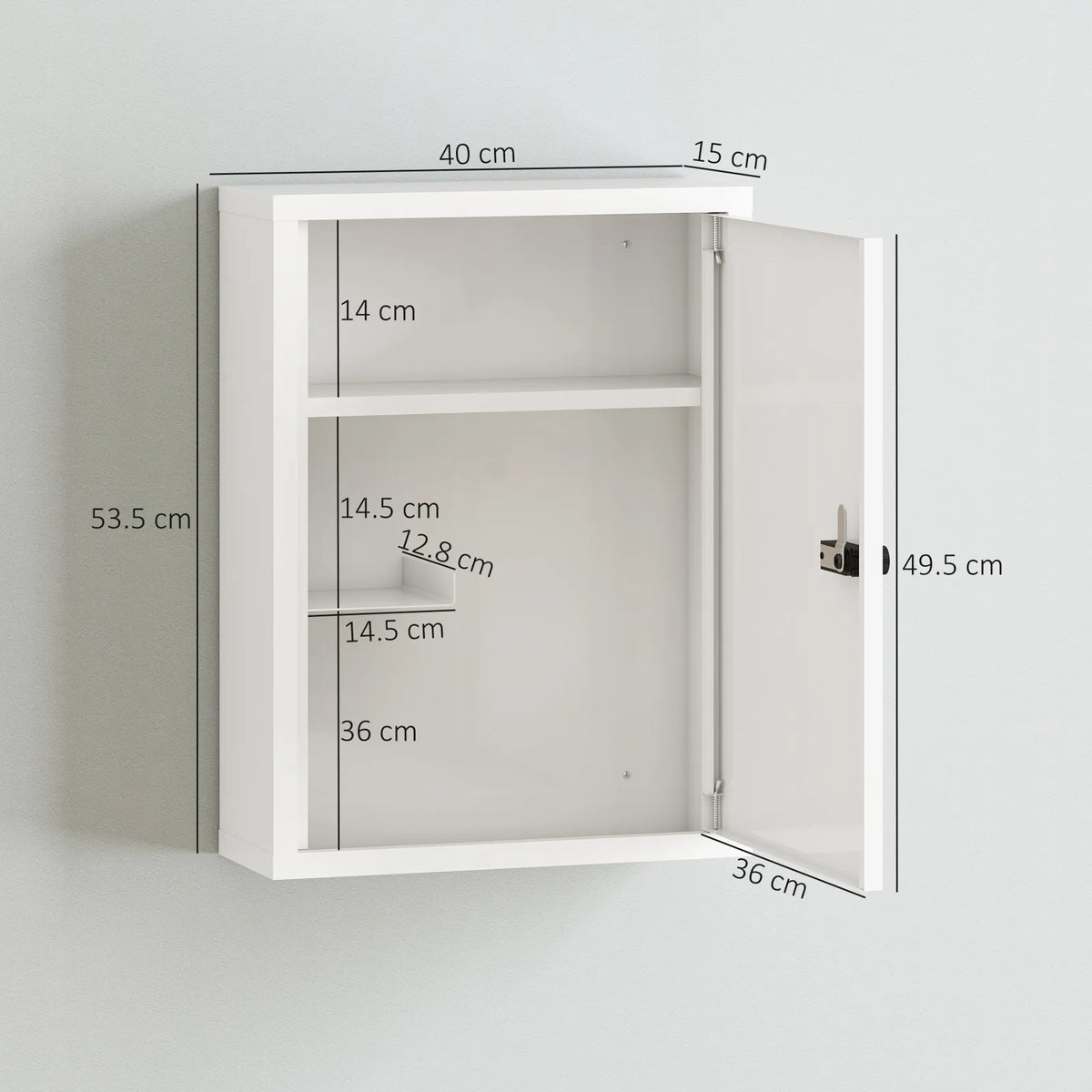 HOMCOM Wall Mount Medicine Cabinet with Combination Lock, Door and Storage Shelves – Bathroom Storage, White