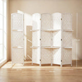 HOMCOM 4 Panel Folding Room Divider with Two Shelves & Arched Top – Freestanding Privacy Screen, 160 x 170cm, White
