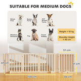 PawHut Wooden Freestanding Dog Gate with 3 Folding Panels and 2 Support Feet – Indoor Pet Barrier, Natural
