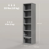 HOMCOM Set of 2 CD Media Tower Shelf Units with Adjustable Shelves, 204 CD Capacity – High Gloss Grey