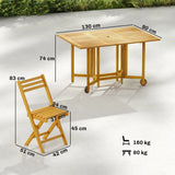 Outsunny 7-Piece Garden Dining Set, Extending Table & 6 Folding Chairs – Acacia Wood, Umbrella Hole