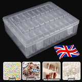 Bead Organiser Box with 30 Clear Mini Compartments and Hinged Lid – Craft, Jewellery and Small Parts Storage