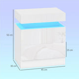 HOMCOM Set of 2 White Bedside Tables with LED Light and 2 Drawers – High Gloss Nightstands for Bedroom