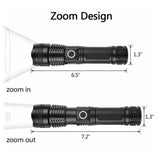 USB Rechargeable LED Flashlight with 5 Modes – Zoomable Aluminium Torch for Camping and Hiking, Black