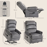 HOMCOM Power Lift Recliner Chair with Vibration Massage, Heat and Pocket Spring Seat – Wood Grips, Light Grey