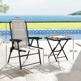 Outsunny Three-Piece Folding Garden Bistro Set with Two Armchairs and Mesh-Top Table – Patio Furniture, Cream White