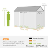 Outsunny 8 x 4 ft Plastic Garden Shed with Floor, Windows, Vents and Lockable Doors – Outdoor Storage, Light Grey