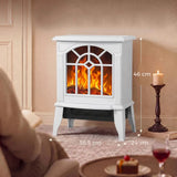 HOMCOM Freestanding Electric Fireplace with 3D LED Flame, 1000W/2000W Log Burner and Dual Safety, White