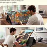 Portable Felt Jigsaw Puzzle Board for 1000 Pieces with 6 Sorting Trays and Cover – Puzzle Table, Grey