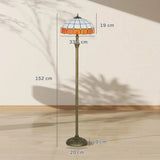 HOMCOM Tiffany-Style Floor Lamp with Handcrafted Stained Glass Shade
