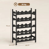 HOMCOM 5-Tier Industrial Wine Rack with Anti-Tip Kit, 20 Bottle Capacity – Freestanding Liquor Cabinet, Black