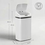HOMCOM 48L Stainless Steel Sensor Bin with Soft-Close Lid – Hands-Free Kitchen Waste Bin, White